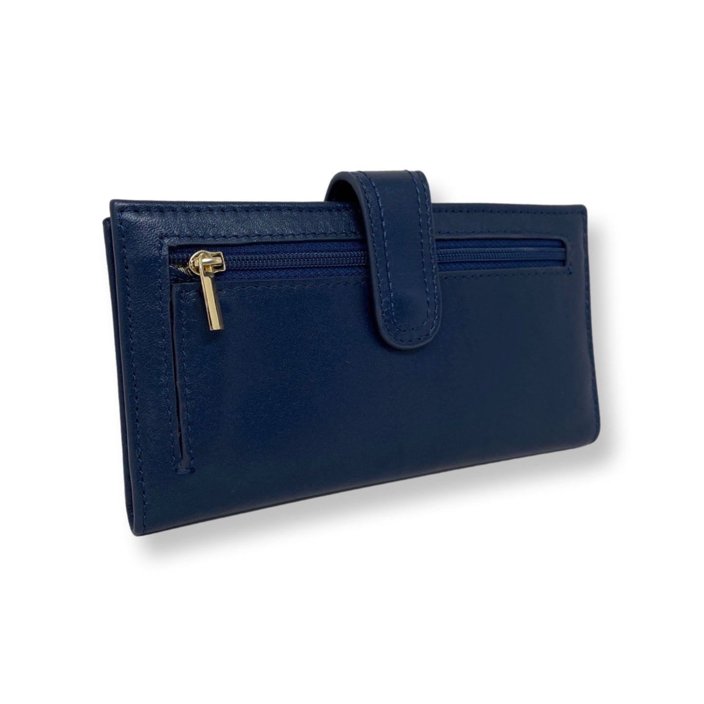 Small navy leather wallet - Denise