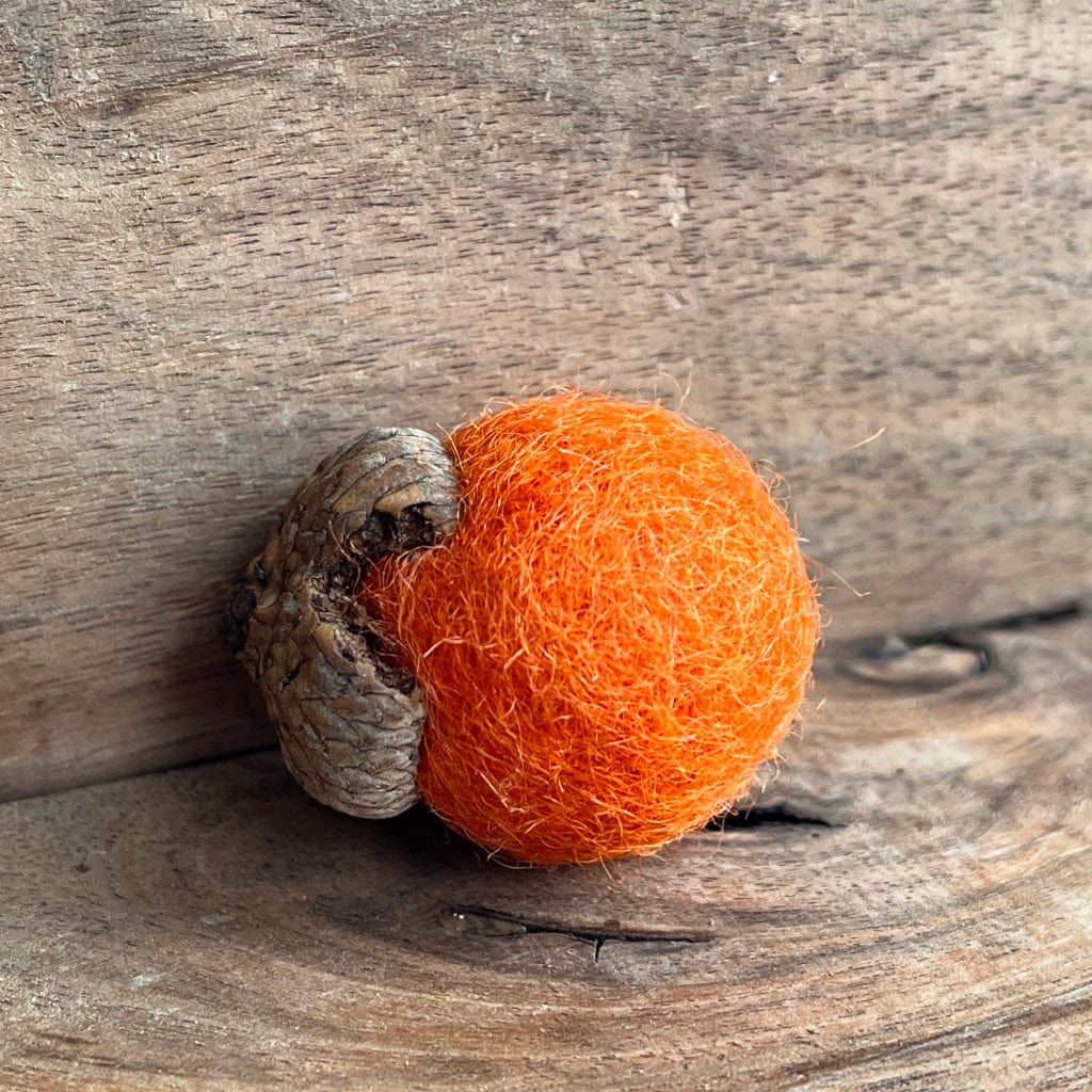 Orange Acorn Magnet | Felted Essential Oil Diffuser