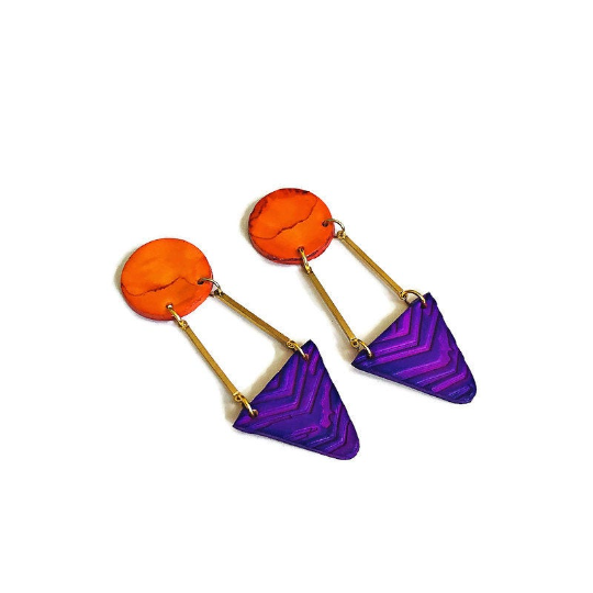 Boucles d'oreilles Art déco noires et dorées faites à la main - « Dupa »