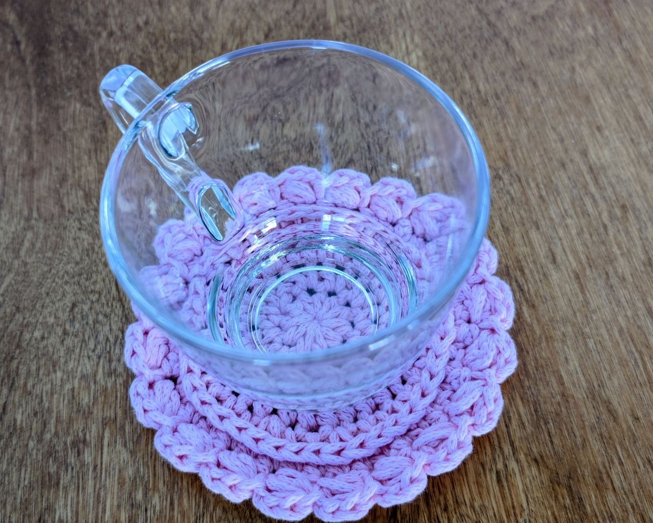 Crochet Flower Coaster Set - Handmade Cotton Drink Coasters