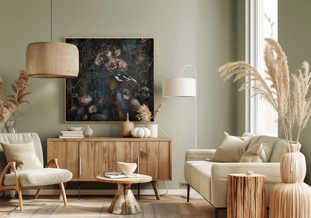 Art mural Paon Animal Art Illustration Vintage Wallart 2