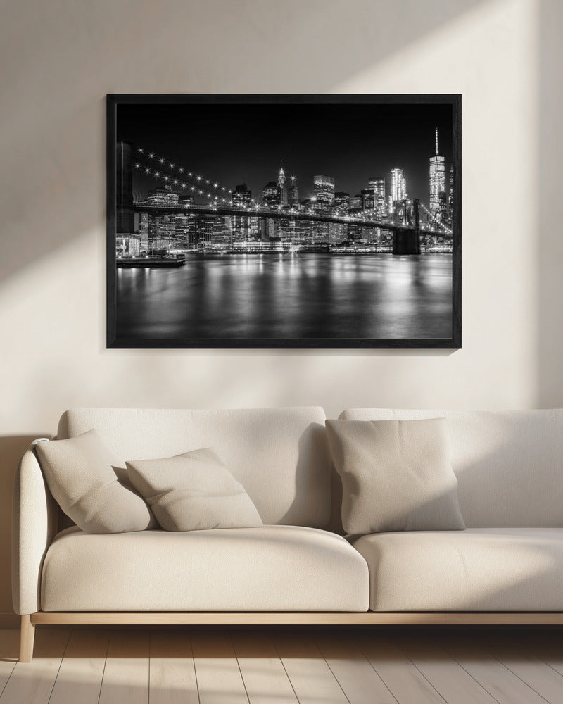 Art mural - Horizon de MANHATTAN et Pont de BROOKLYN Paysage nocturne idyllique