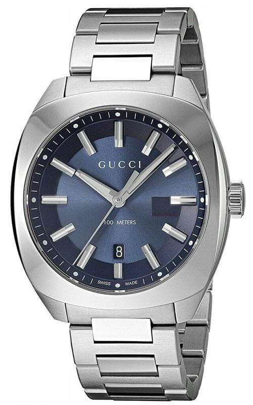 Montre GUCCI GG2570 en acier inoxydable, grand cadran bleu YA142303
