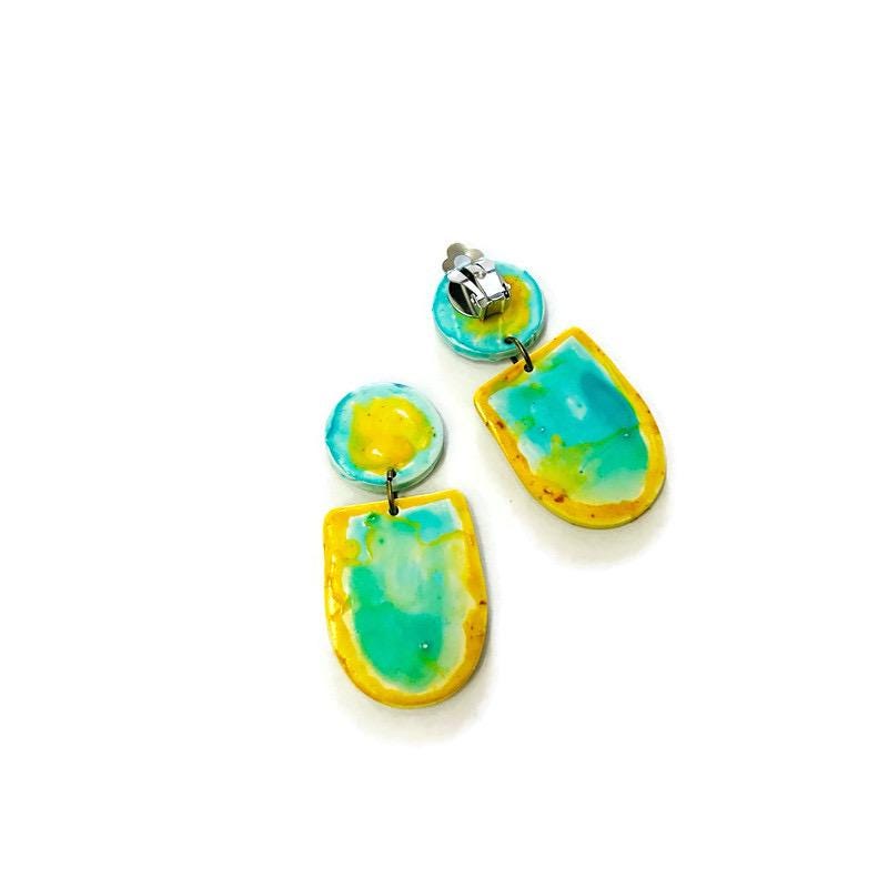 Ensemble collier et boucles d'oreilles bicolores faits main