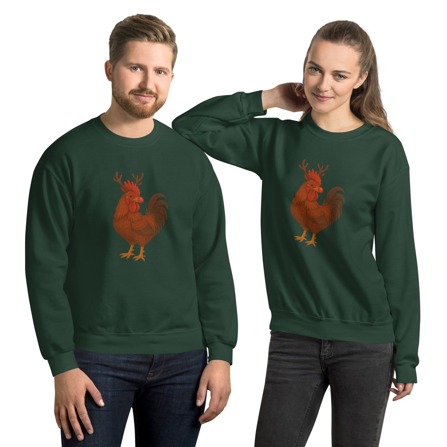 Sweat-shirt unisexe coq Rudolph de Chickmas, la Rhode Island Red