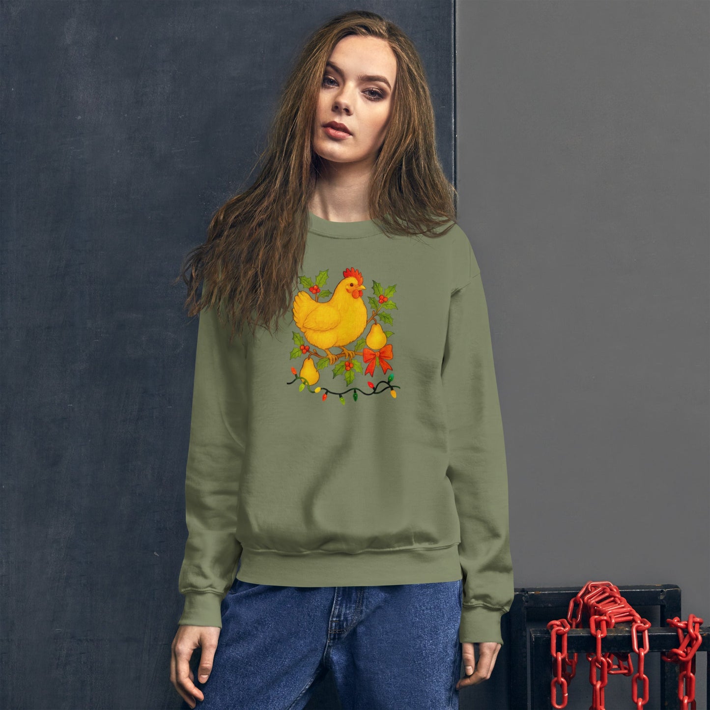 Sweat-shirt unisexe premium Orpington de Pâques dans un poirier