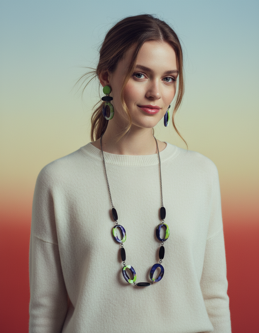 Boucles d'oreilles longues uniques faites main – Pâte polymère