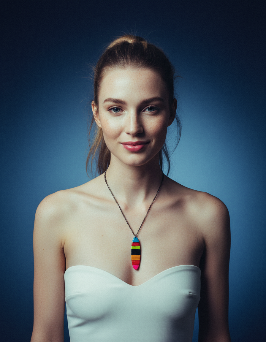 Collier pendentif rayé ombré fait main