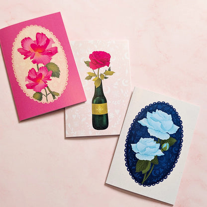 Éclosion Bleue | Mini carte de vœux florale