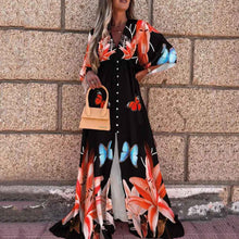 Robe à col en V imprimée, style vacances décontracté d'été
