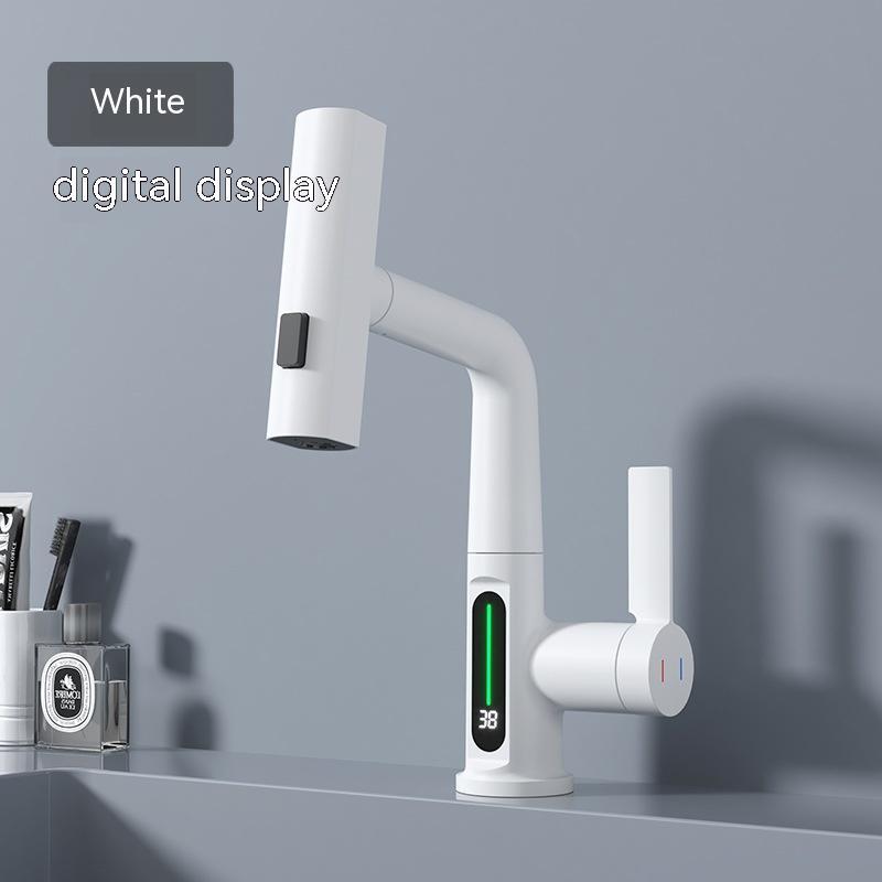Robinet de lavabo extractible avec affichage numérique intelligent de la température et rotation