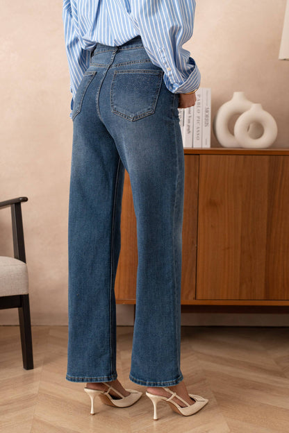 Sequin wide leg jeans