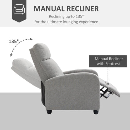 Light Grey Fabric Recliner Chair – Manual Home Theater & Living Room Armchair (United States & Canada Delivery Only)