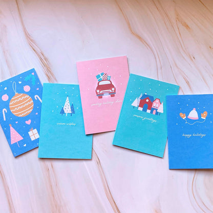 Carte de vœux miniature Ornement Joyeuse Fêtes