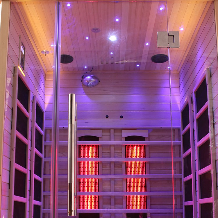 Blisspod | Venetian | Sauna intérieur à spectre complet en pruche du Canada de qualité supérieure à faible champ électromagnétique | 10 radiateurs | Chromothérapie et réflexologie | 2 personnes