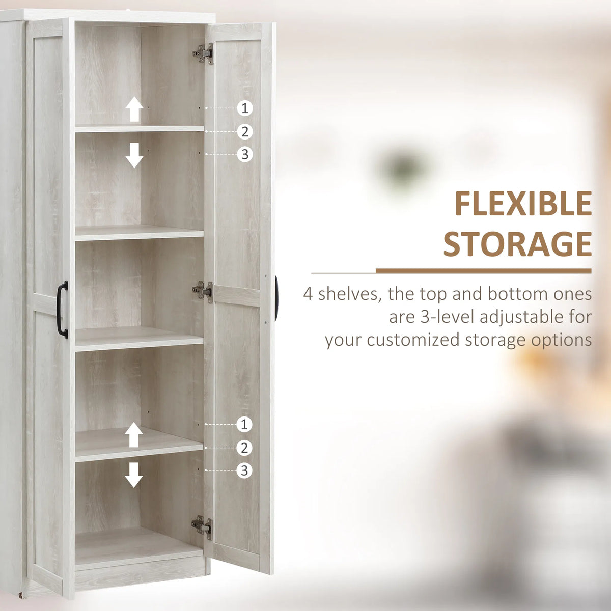 63-Inch Kitchen Pantry Cabinet – 5-Tier Storage Cabinet with Doors & Adjustable Shelves (Canada & United States Delivery Only)