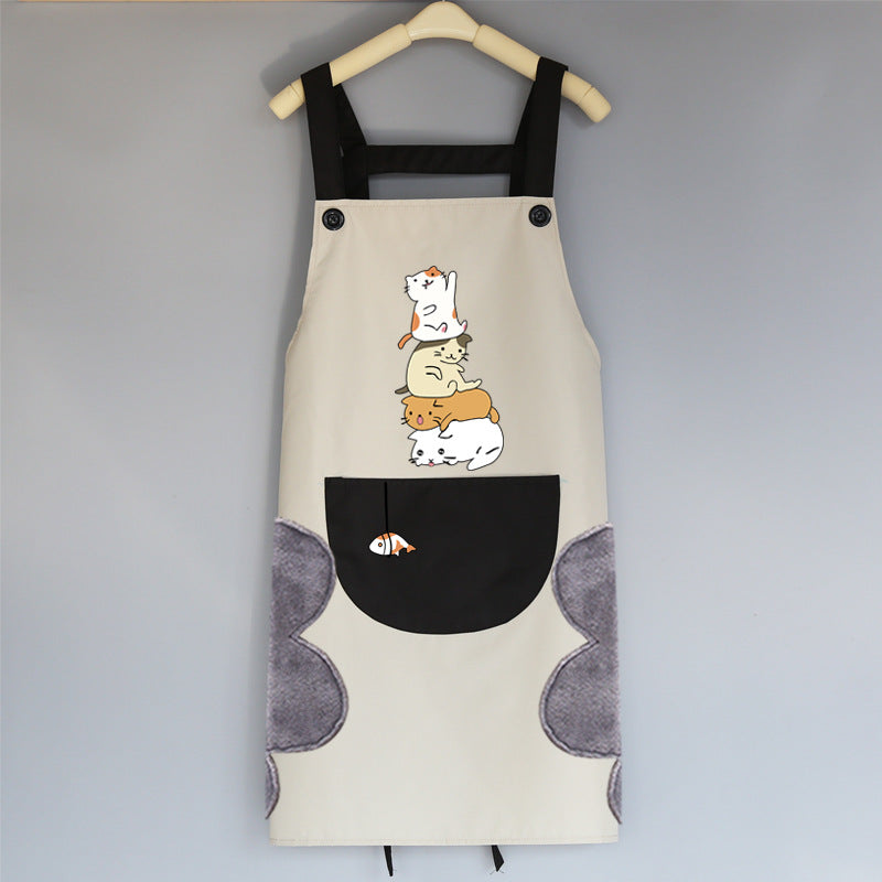Tablier de cuisine coréen mignon pour femme adulte, résistant à l'eau et à l'huile.