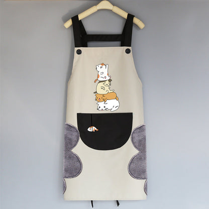 Tablier de cuisine coréen mignon pour femme adulte, résistant à l'eau et à l'huile.