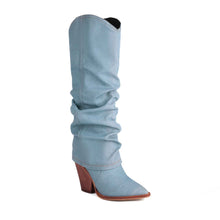 Bottes de cowboy vintage pour femmes – Bottes mode à bout pointu, talon épais et tige haute