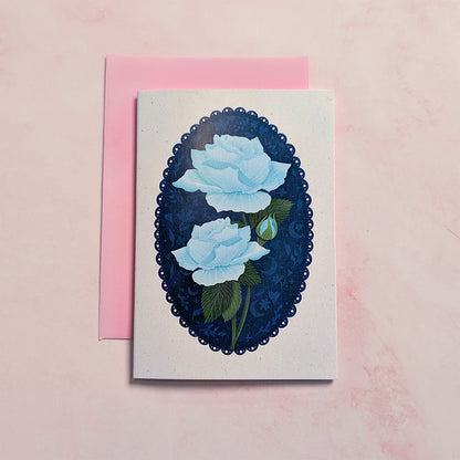 Éclosion Bleue | Mini carte de vœux florale