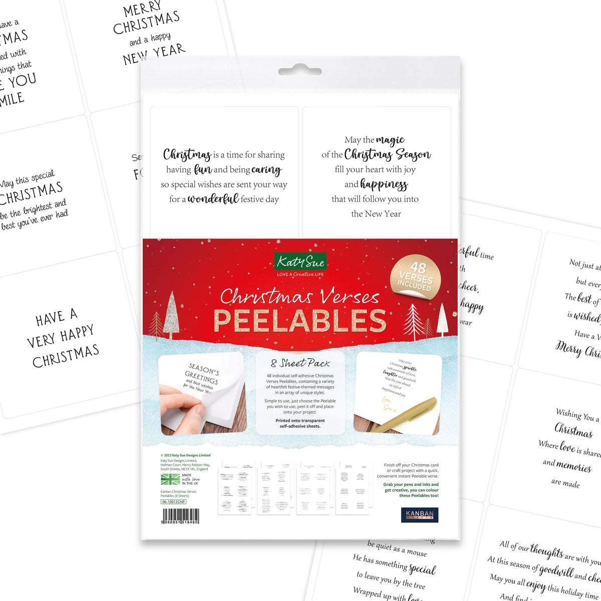 Kanban Crafts Christmas Verses Peelables, 48 autocollants