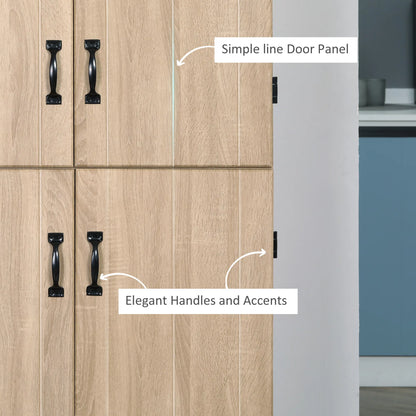 70-Inch Natural Storage Cabinet – 4-Door Freestanding Pantry with Adjustable Shelves (United States & Canada Delivery Only)