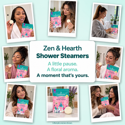 Zen & Hearth Cycle Comfort Shower Steamers – Aromatherapy Self-Care with Clary Sage, Lavender & Geranium for Calming Cycle Day Rituals – Made in Canada