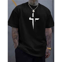 Haut décontracté à manches courtes pour homme, style streetwear, coupe ample, imprimé croix, design créatif