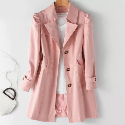 Coupe-vent mi-long cintré pour femme style européen et américain
