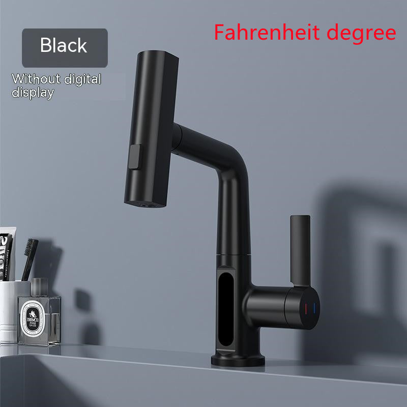 Robinet de lavabo extractible avec affichage numérique intelligent de la température et rotation
