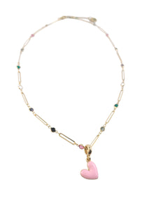 Collier Cœur Pop - Barbe à papa