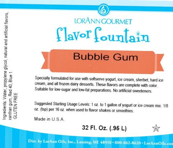 Bubble Gum Flavor - 4 oz. - 32 oz. - Ice Cream and Beverage Flavors - LorAnn Oils - Canadian Distribution - Ships Free Within Canada on Orders Above CAD $199