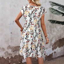 Women's Floral Print Casual Short-Sleeve Crew-Neck Dress – Japanese/Korean Casual Style