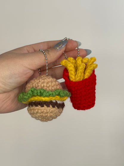 Crochet Couple Keychains - Magnetic Food Bag Charms