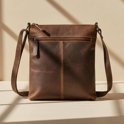 Sac bandoulière en cuir Greenwood. Sac à main en cuir pleine fleur de qualité supérieure avec plusieurs poches.