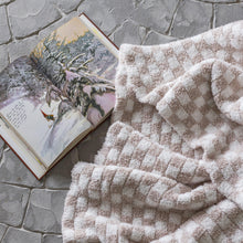 Blushing Beige & White Check Print Extended Throw