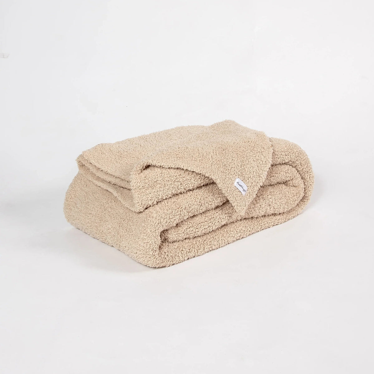 Jeté de lit rallongé imprimé double couche uni beige chamois