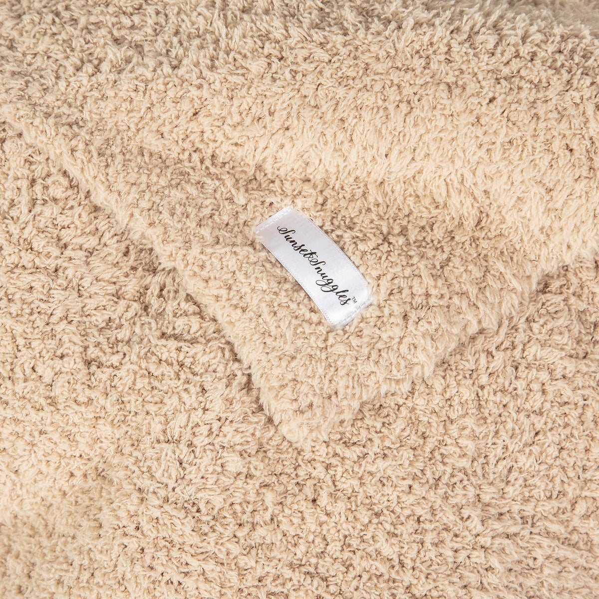 Jeté de lit rallongé imprimé double couche uni beige chamois
