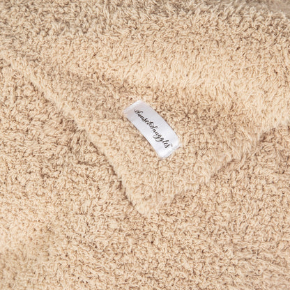 Jeté de lit rallongé imprimé double couche uni beige chamois