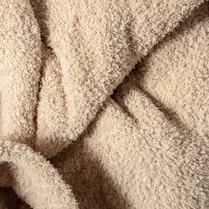 Jeté de lit rallongé imprimé double couche uni beige chamois