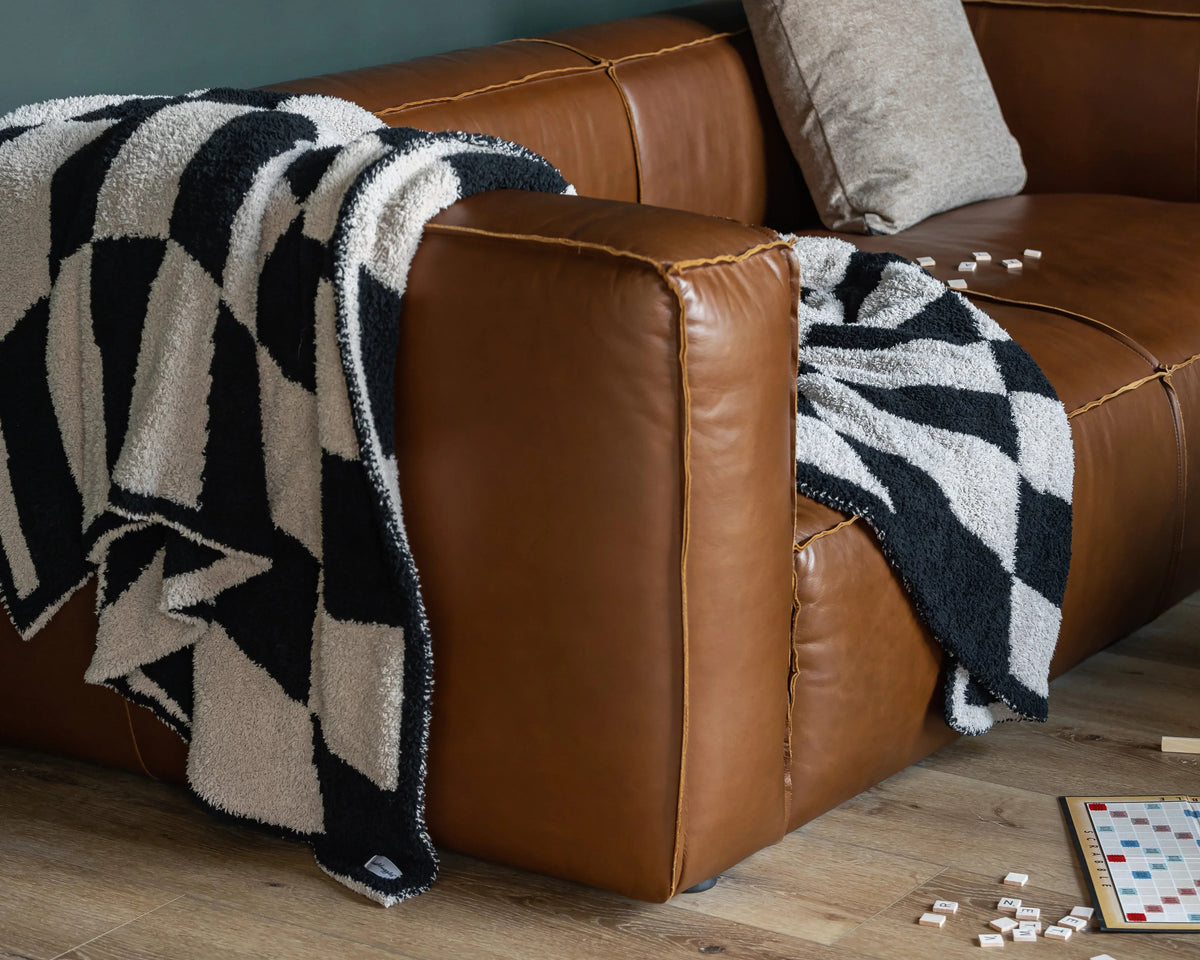 Tap Shoe & Rainy Day Wavy Checker Print Extended Throw
