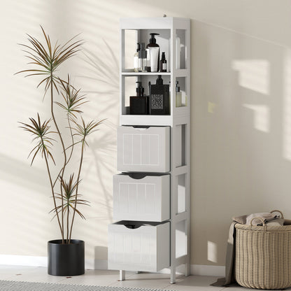 Slim Bathroom Cabinet with 3 Drawers & 2 Shelves
