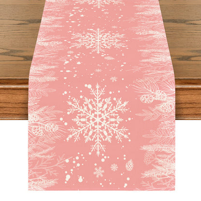 Christmas Table Runner - Snowflake & Tree Holiday Table Decoration