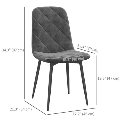 Ensemble de 4 chaises de salle à manger rembourrées grises – Chaises modernes pour cuisine et salle à manger avec pieds en acier (Livraison aux États-Unis et au Canada uniquement)