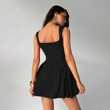Robe de printemps pour femme – Mini-robe sans manches à encolure carrée avec jupe évasée