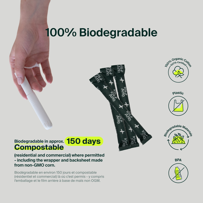 100% Organic Cotton Applicator Tampons - Super