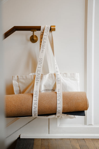 Peace Canvas Tote Bag with Yoga Strap