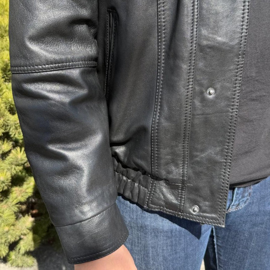 Blouson aviateur en cuir à double col pour homme BOL