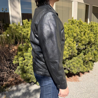 Blouson aviateur en cuir à double col pour homme BOL