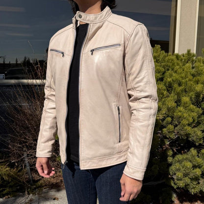 Blouson en cuir à capuche pour homme. Blouson en cuir de mouton avec capuche amovible
